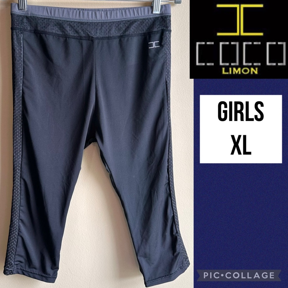 Coco Limon Girls Capri Pants Activewear Black High Rise 17” Inseam Workout XL